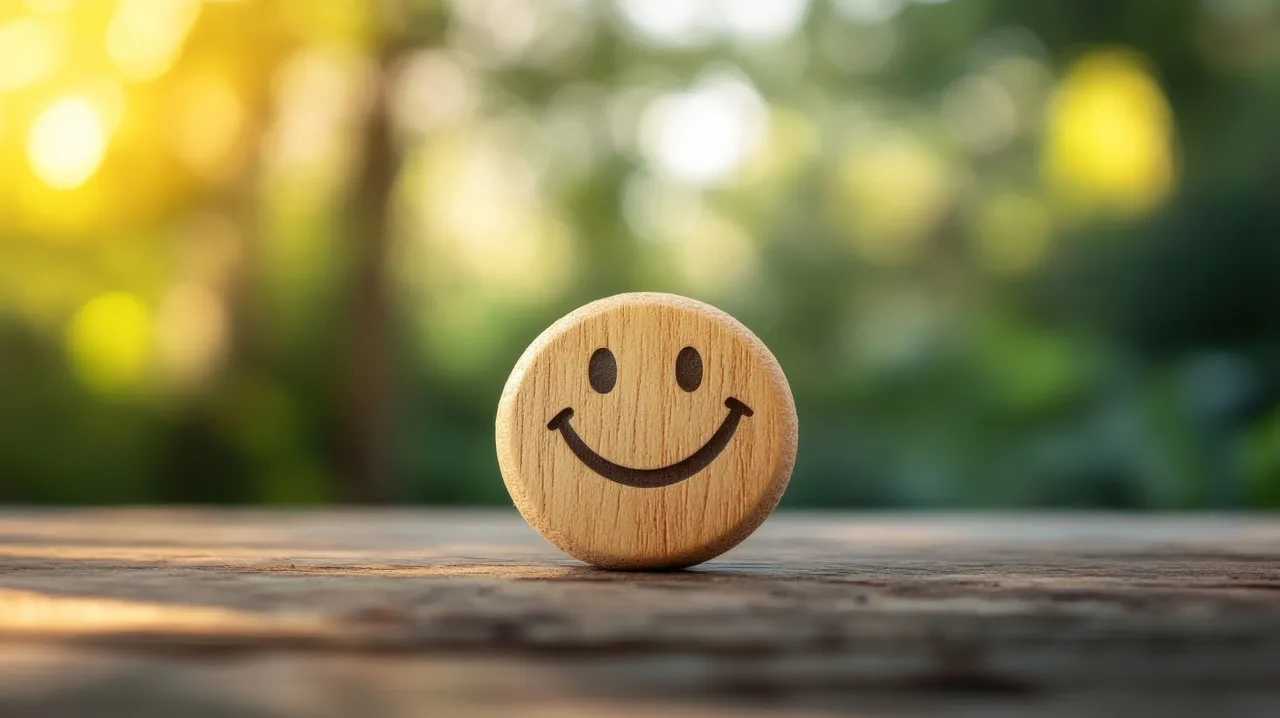 Wooden smiley face on table