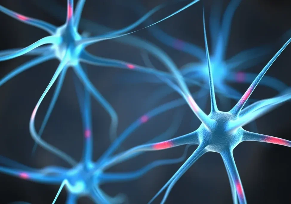 Neurons with glowing synapses